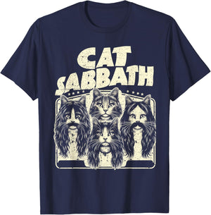 Funny Cat English Rock Band Music Lover Distressed Style Men Women T-Shirt - T-Shirt | Navy