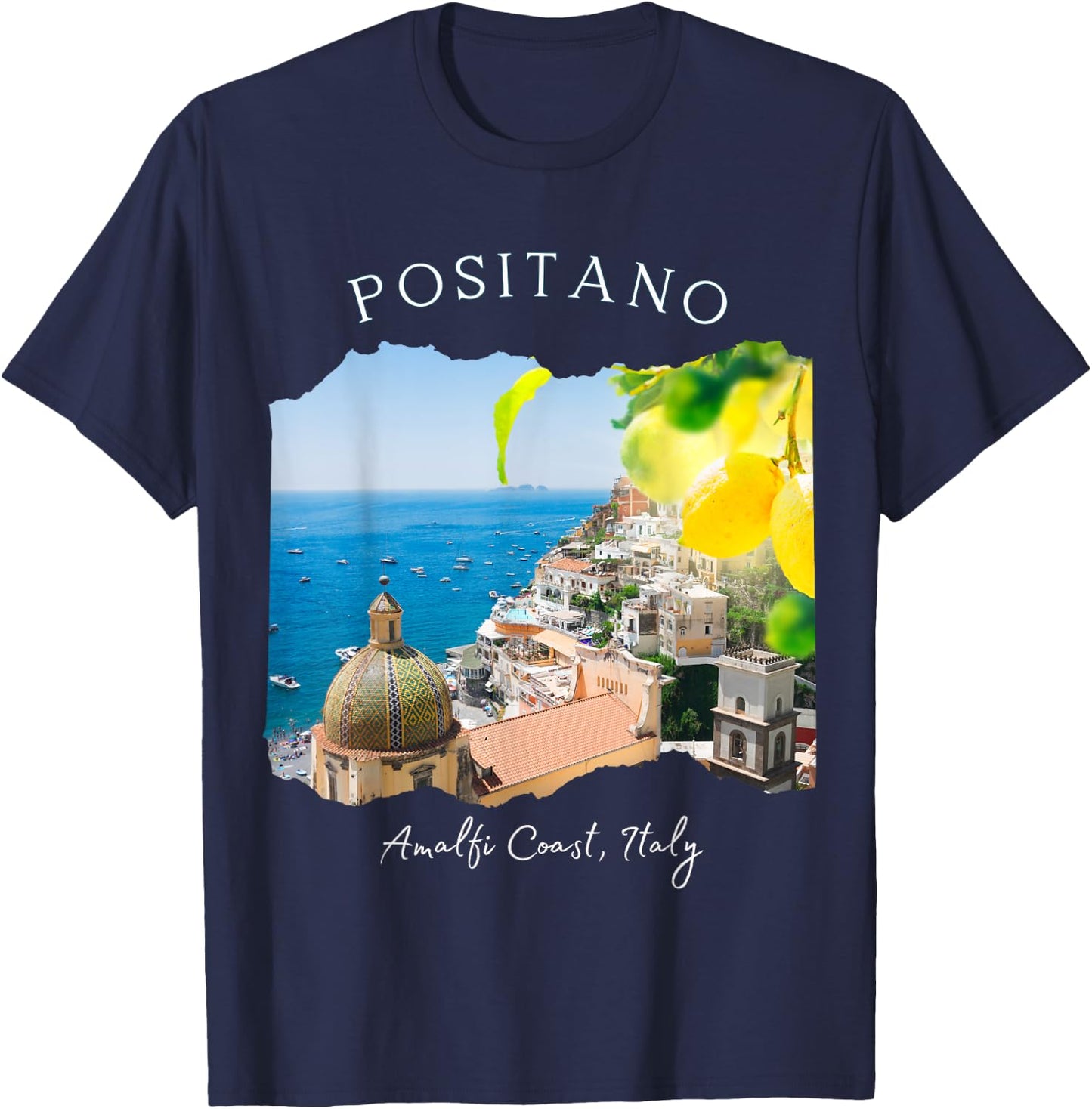 Positano Italy European Vacation Lemons Women Souvenir T-Shirt - T-Shirt | Navy