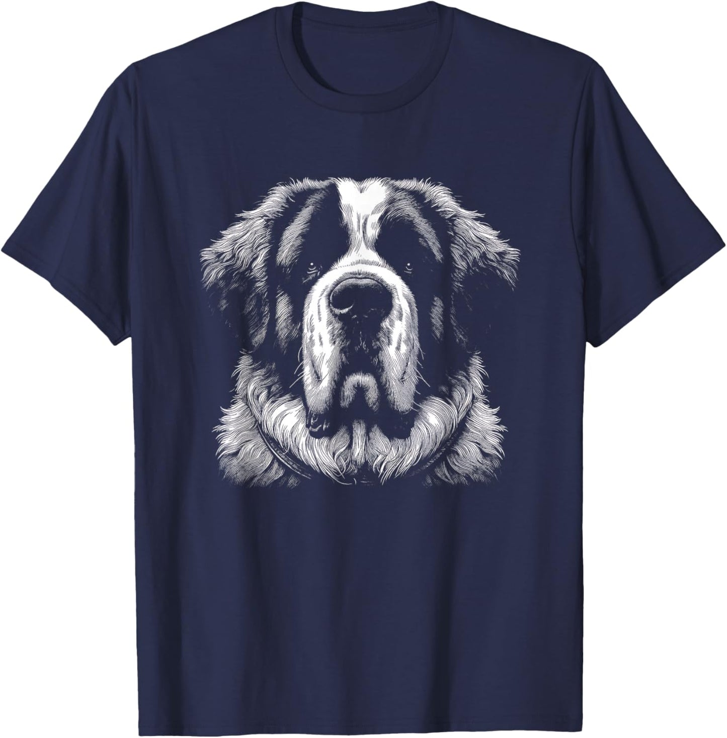 Saint Bernard Face Dog Graphic Art Design T-Shirt - T-Shirt | Navy