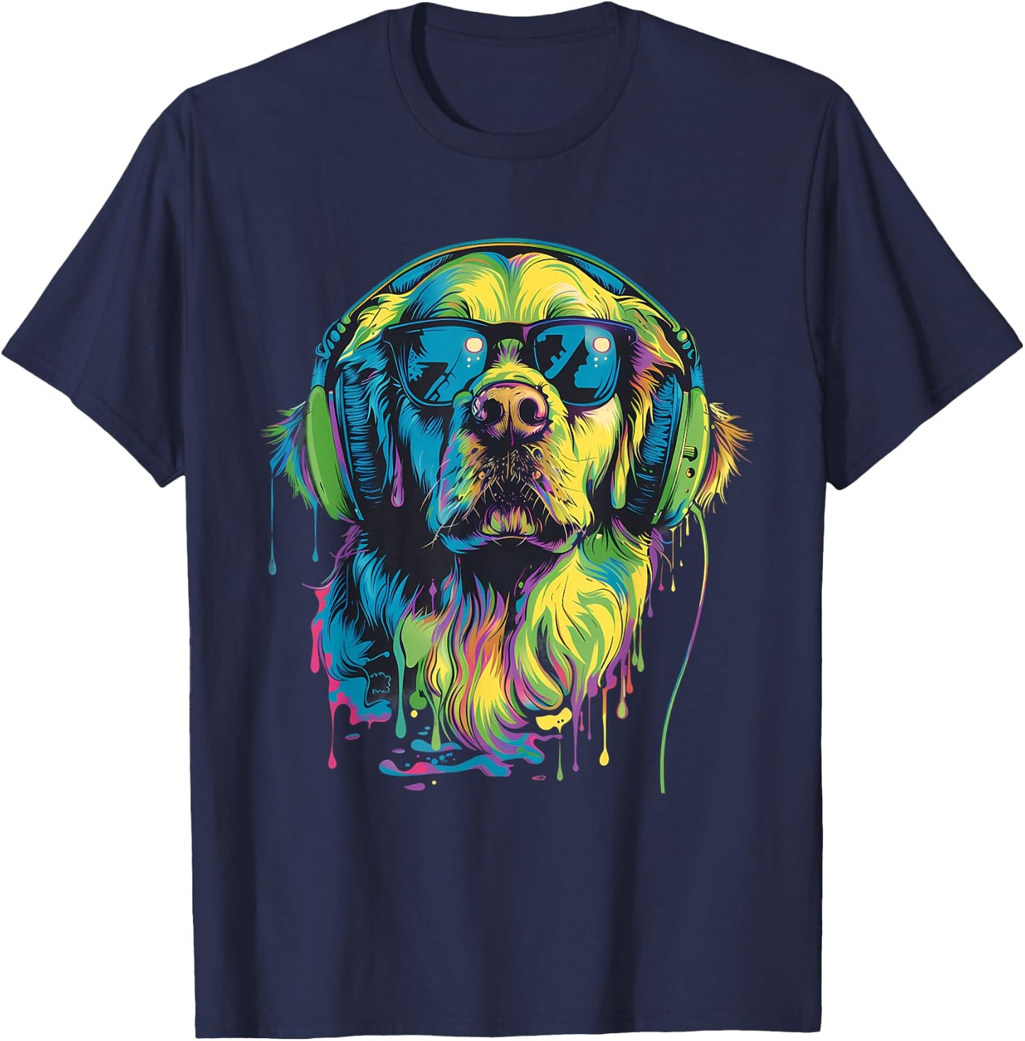 DJ Dog EDM Techno Music Headphones House Music Beatmaker T-Shirt - T-Shirt | Navy