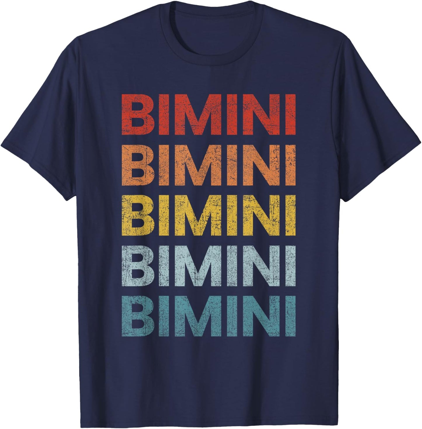 Bimini Bahamas Retro Throwback Letter Boys Girls Souvenir T-Shirt - T-Shirt | Navy