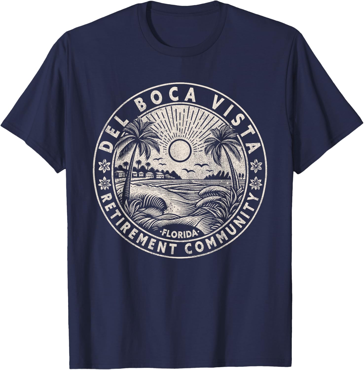Del Boca Vista Retro Sunset Florida Vintage T-Shirt - T-Shirt | Navy