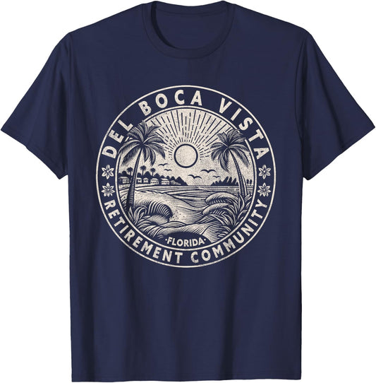 Del Boca Vista Retro Sunset Florida Vintage T-Shirt - T-Shirt | Navy