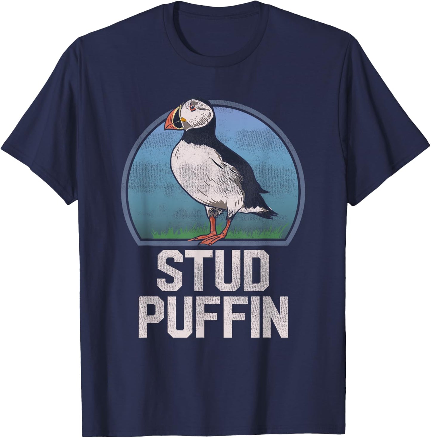 Stud Puffin Funny Seabird Animal Lover Stud Muffin T Shirt T-Shirt - T-Shirt | Navy