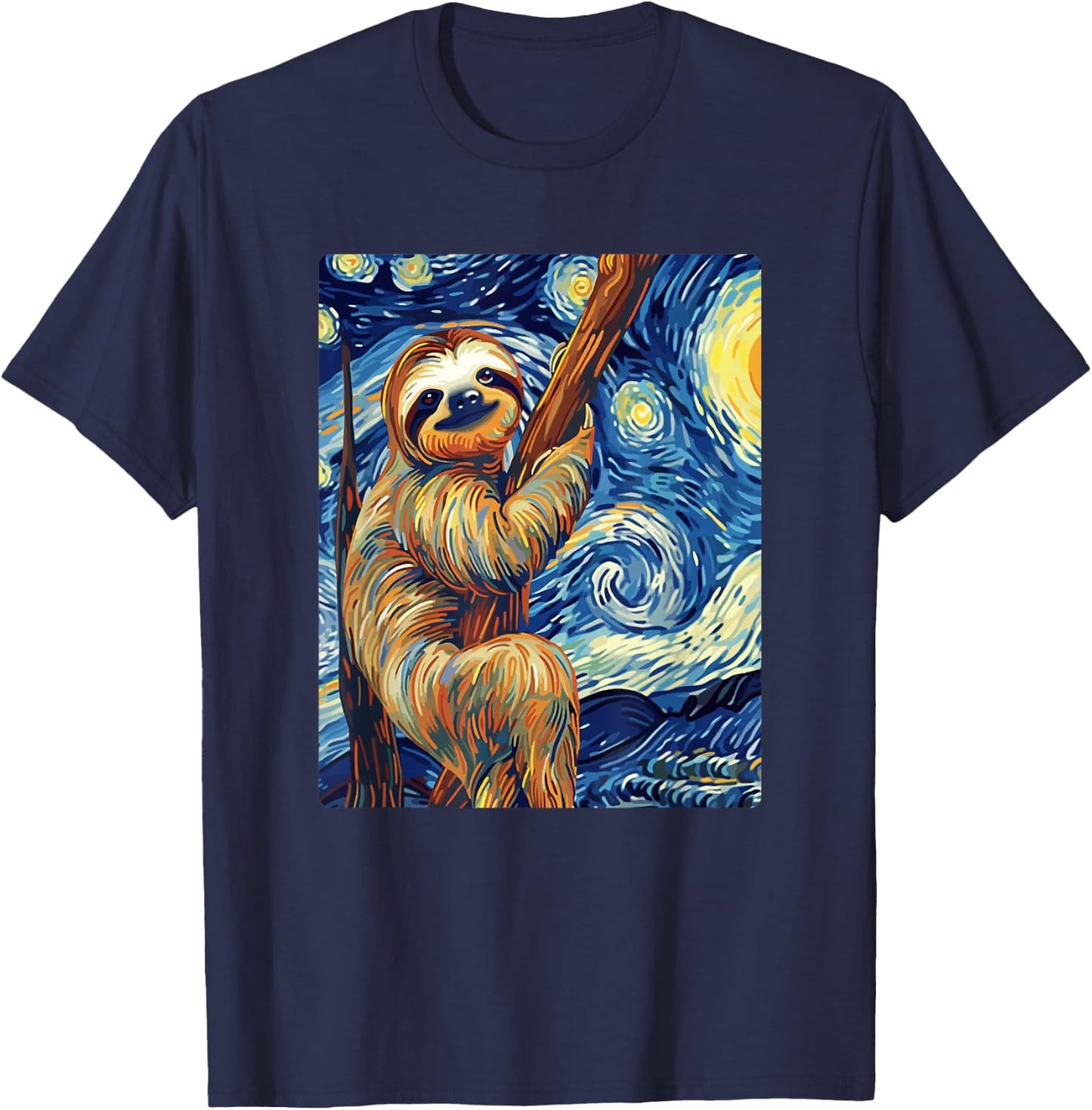 Starry Night Sloth T-Shirt - T-Shirt | Navy