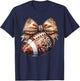 Coquette Bow American Football Game Day Thanksgiving Autumn T-Shirt - T-Shirt | Navy