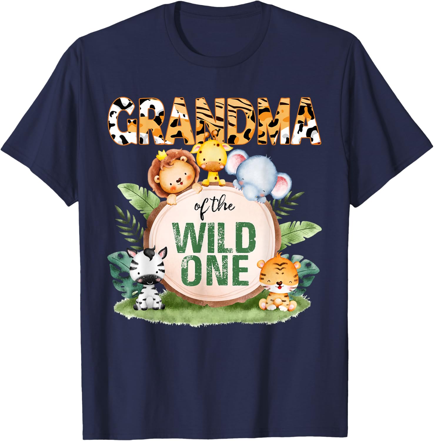 Grandma Of The Wild One 1st Birthday Safari Family Matching T-Shirt - T-Shirt | Navy