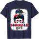 Dominican Girl Messy Bun Dominican Flag Patriotic Women Kids T-Shirt - T-Shirt | Navy
