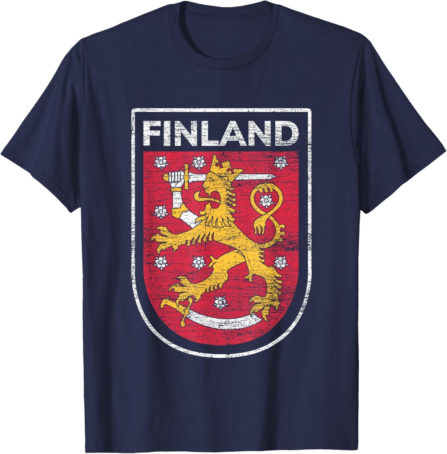 Scandinavia Helsinki & Finland Gifts Finland Western Black Small Short Sleeve Classic Fit Lightweight Lace Embellishment T-Shirt - T-Shirt | Navy