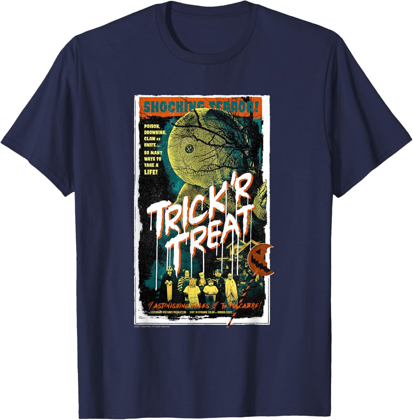 Trick ‘R Treat – Tales of The Macabre Retro Poster T-Shirt - T-Shirt | Navy