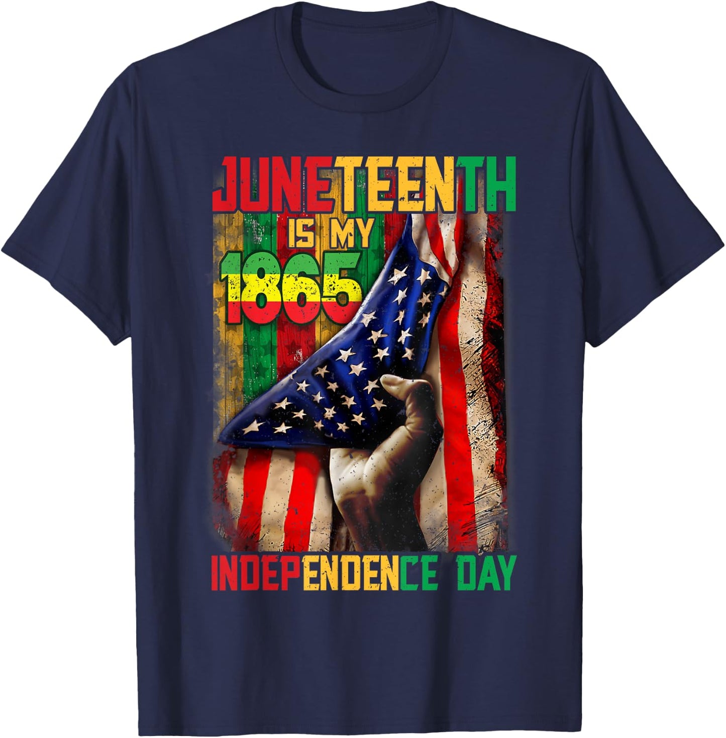 Happy Juneteenth Is My Independence Day Free Black Women T-Shirt - T-Shirt | Navy
