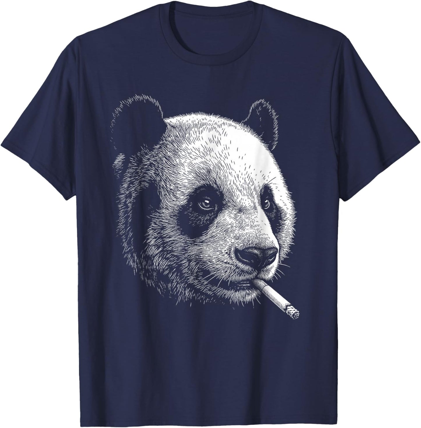 Panda Smoking Cigarette Vintage Panda Funny Meme T-Shirt - T-Shirt | Navy