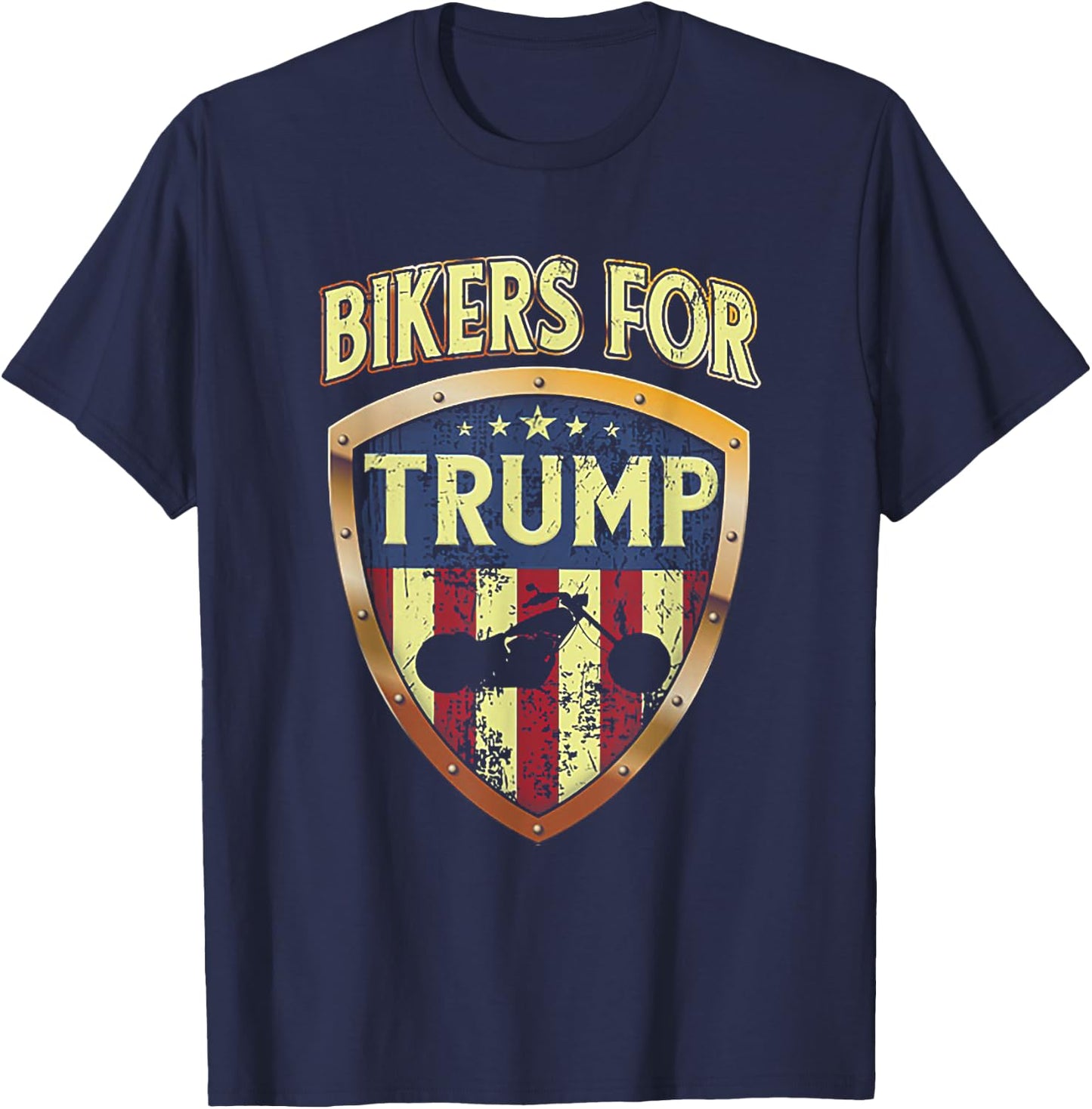 Bikers For Trump Funny Biker Gift T-Shirt - T-Shirt | Navy