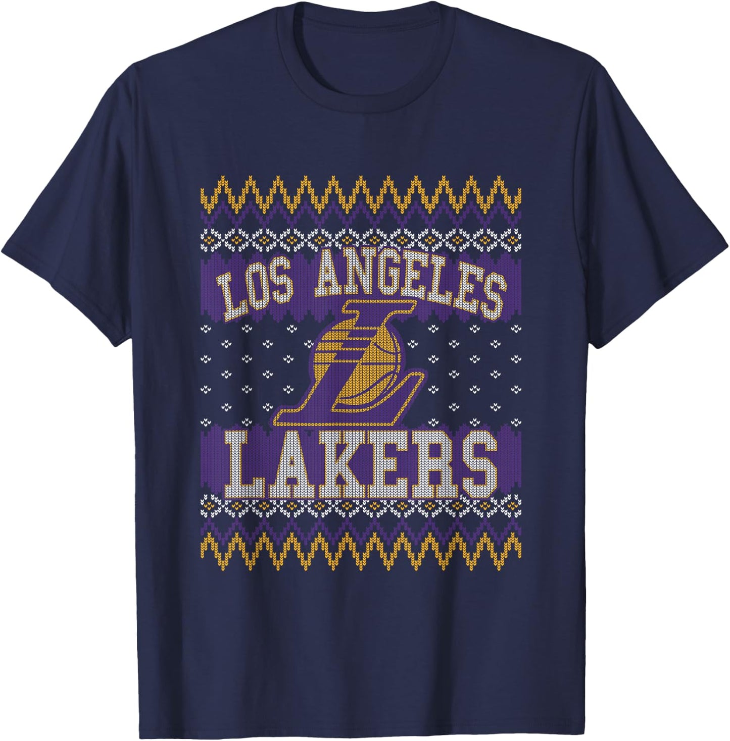 NBA Los Angeles Lakers Ugly Christmas Sweater Style T-Shirt - T-Shirt | Navy