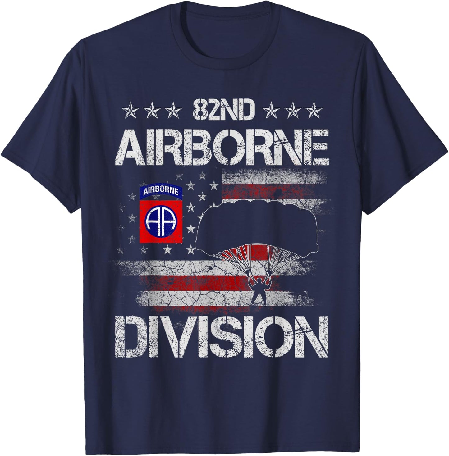 82nd Airborne Division Veteran Flag , Veterans Day T-Shirt - T-Shirt | Navy
