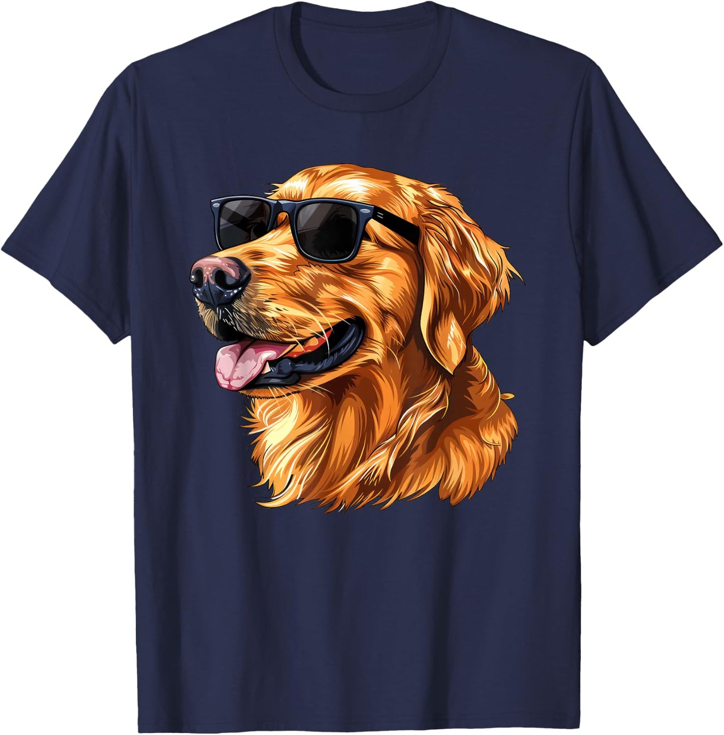 Golden Retriever Dog Sunglasses T-Shirt - T-Shirt | Navy