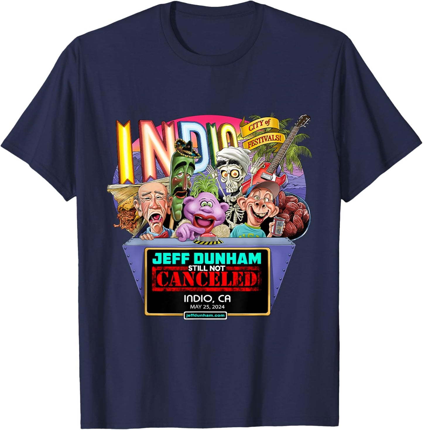 Jeff Dunham Indio, CA (2024) T-Shirt - T-Shirt | Navy