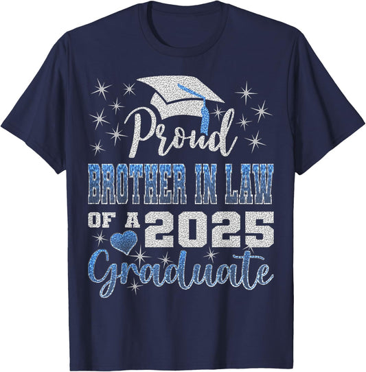 Super Proud Brother In Law of 2025 Graduate Awesome Family T-Shirt - T-Shirt | Navy