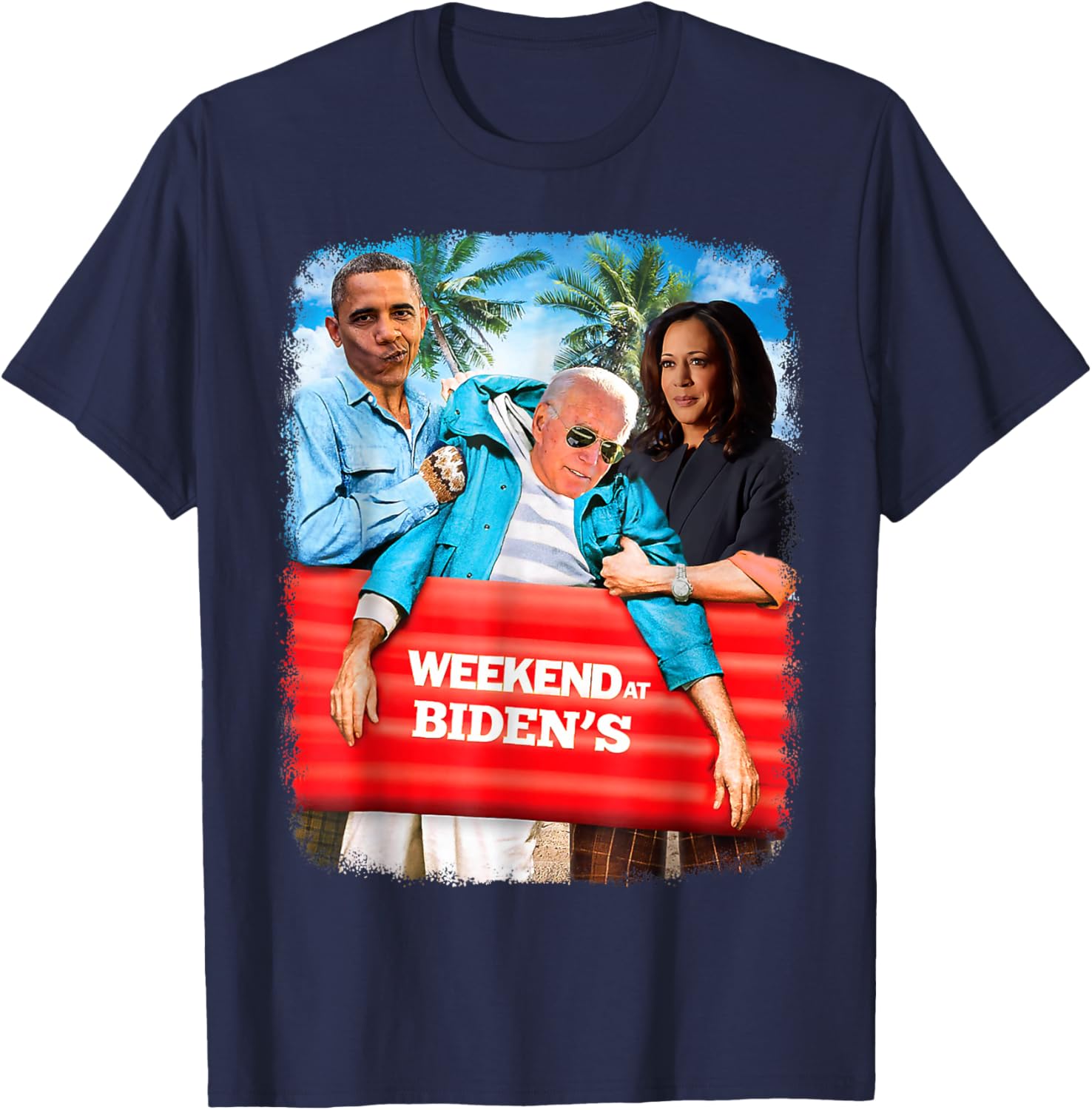 Weekend At Bidens Funny President 2024 Vote Vintage T-Shirt - T-Shirt | Navy