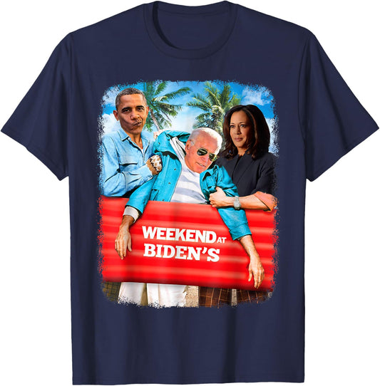 Weekend At Bidens Funny President 2024 Vote Vintage T-Shirt - T-Shirt | Navy