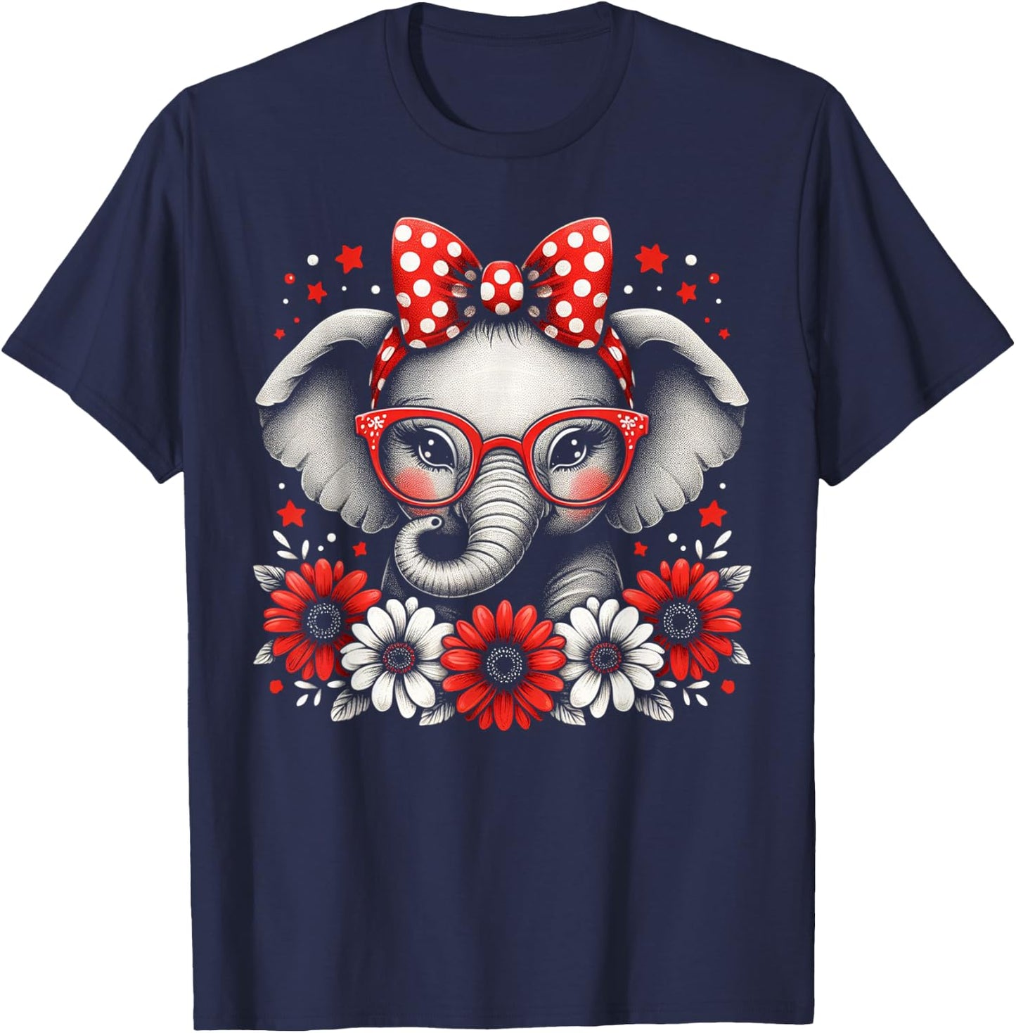 Elephant Nerd Glasses Headbands Clothes Gift Elephant T-Shirt - T-Shirt | Navy