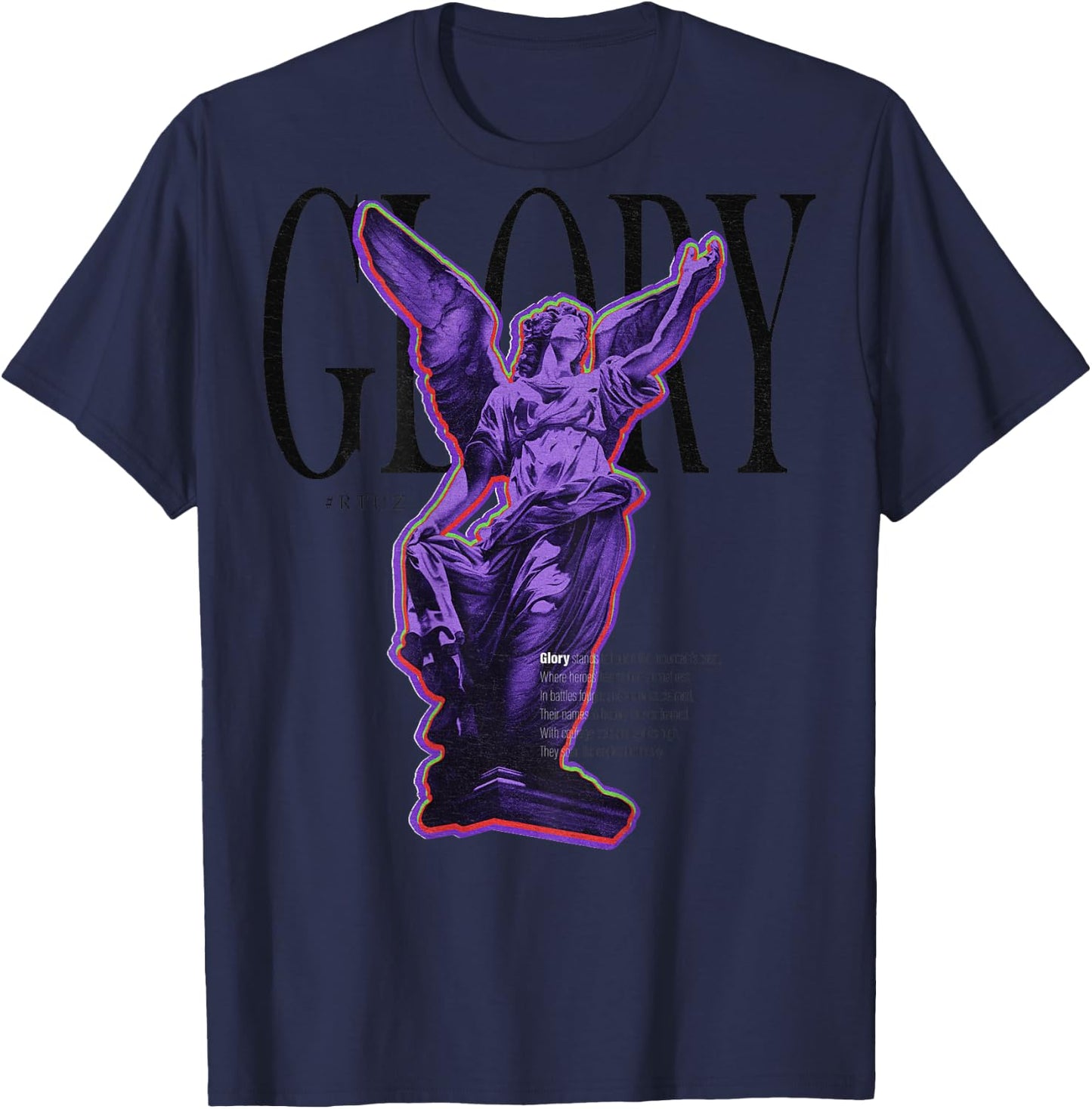 Back Print Y2K Aesthetic Streetwear Fashion Women Men Angel T-Shirt - T-Shirt | Navy
