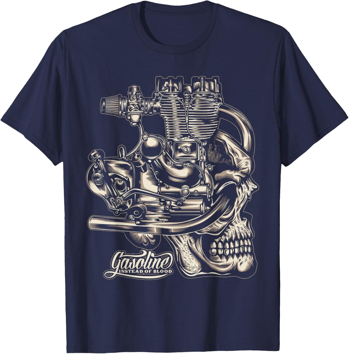 Gasoline Instead Of Blood T-Shirt - T-Shirt | Navy