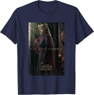 House of the Dragon All Must Choose Rhaenyra Targaryen Retro T-Shirt - T-Shirt | Navy