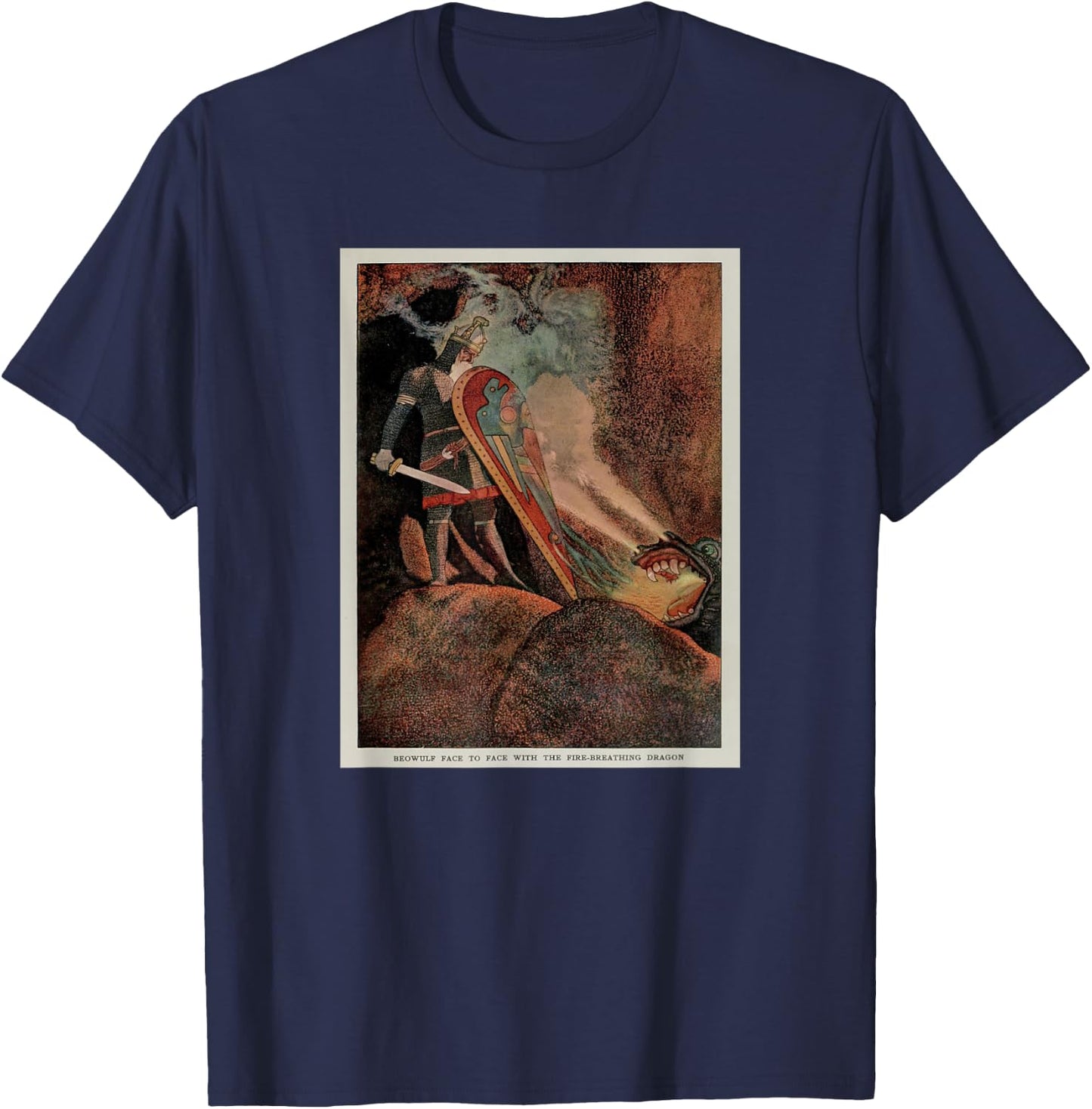 Beowulf Fighting the Dragon (1914) T-Shirt - T-Shirt | Navy