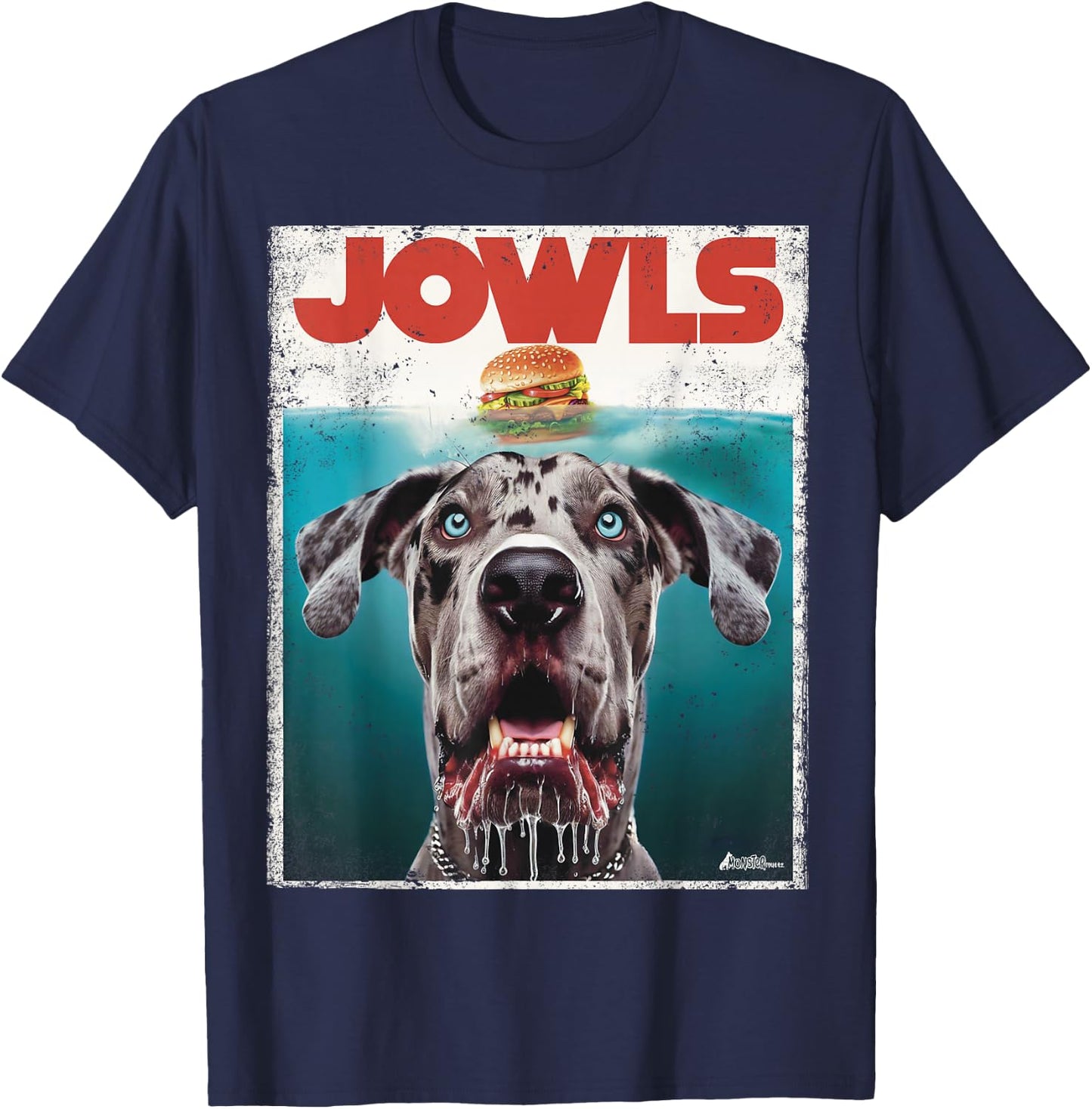 Merle Great Dane Jowls, Paws Top, Blue Eye Brown Dog Mom Dad T-Shirt - T-Shirt | Navy