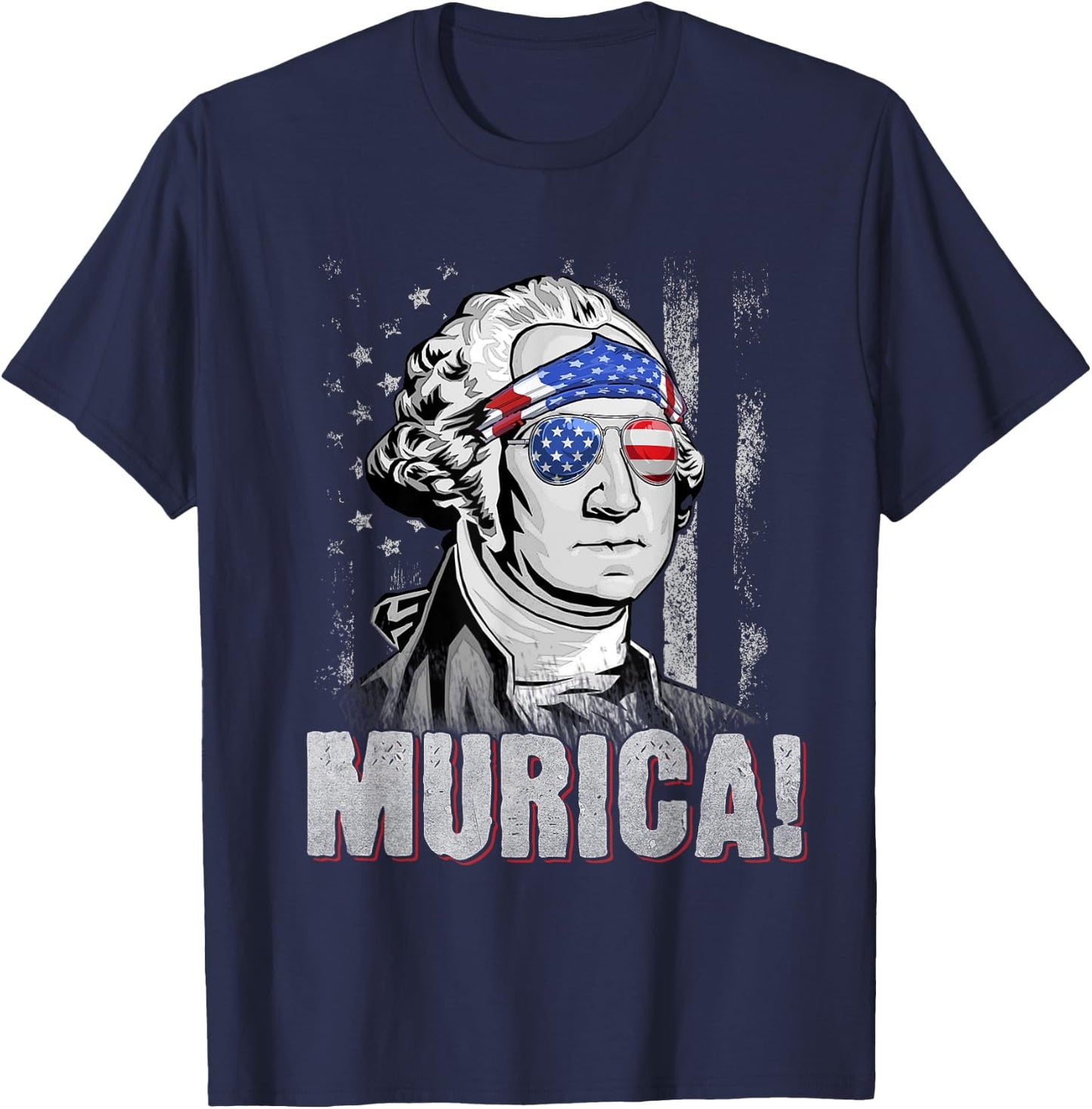 American Flag Murica Patriotic 4th of July George Washington Kids Men T-Shirt - T-Shirt | Navy