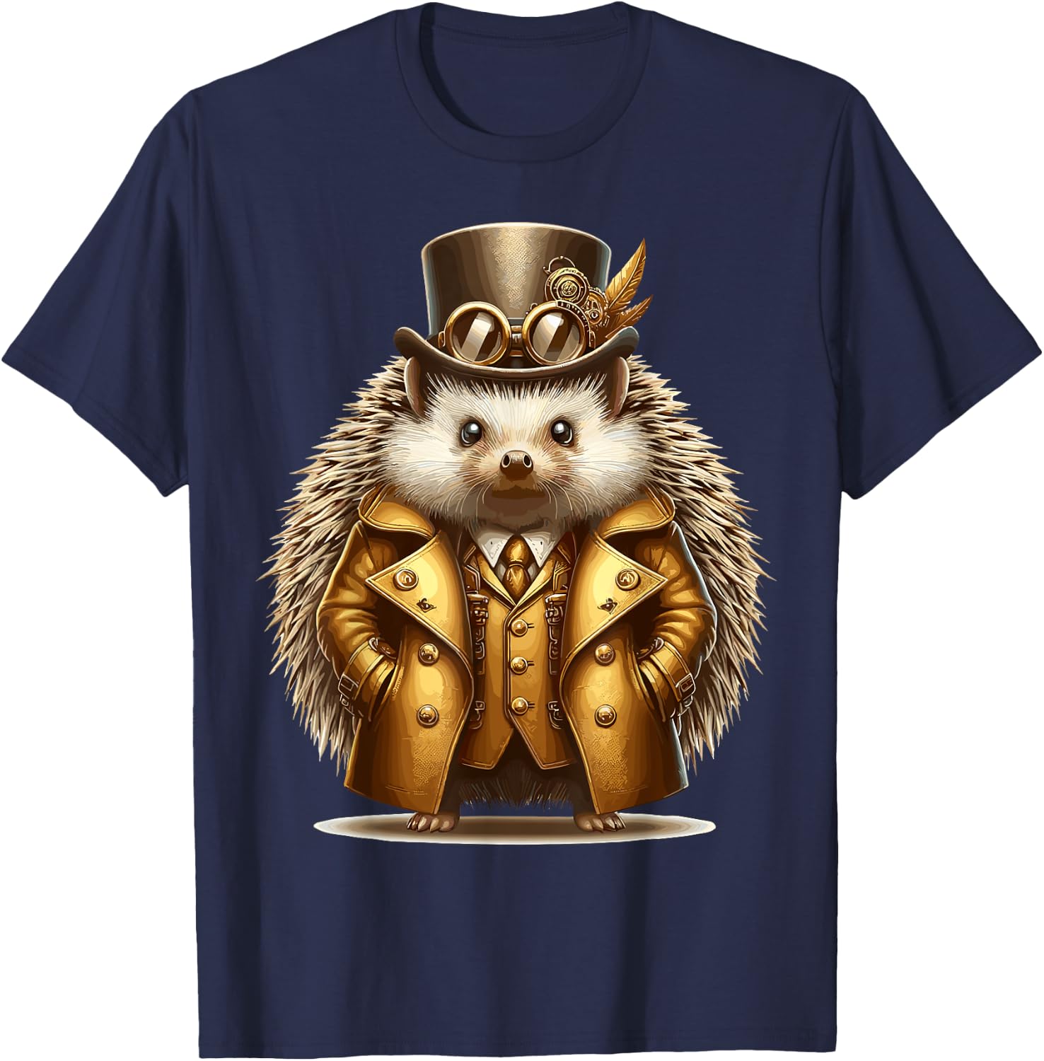 Steampunk Hedgehog Victorian Steampunk Animal T-Shirt - T-Shirt | Navy