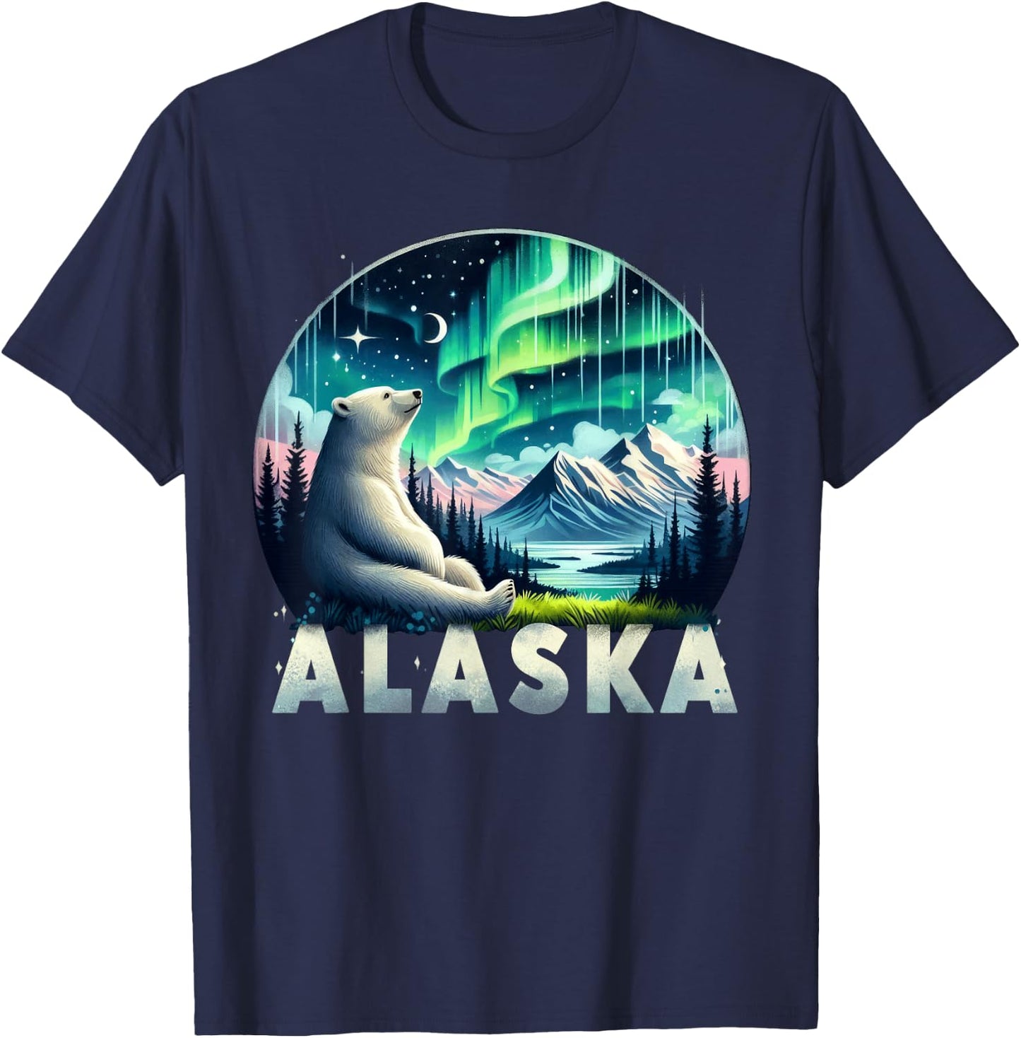 Alaska Northern Lights Aurora Viewing Vacation Alaska Trip T-Shirt - T-Shirt | Navy