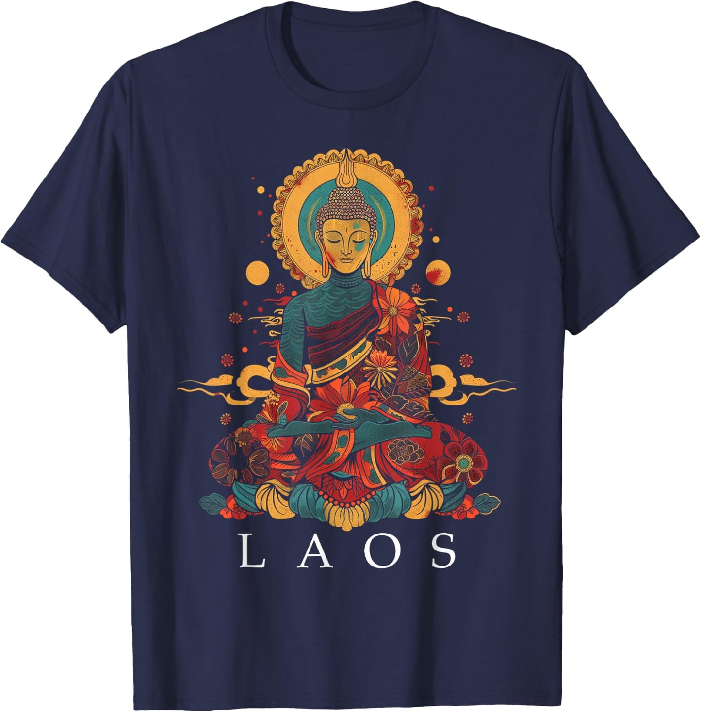 Laos Buddha Vintage Buddhist Souvenir T-Shirt - T-Shirt | Navy
