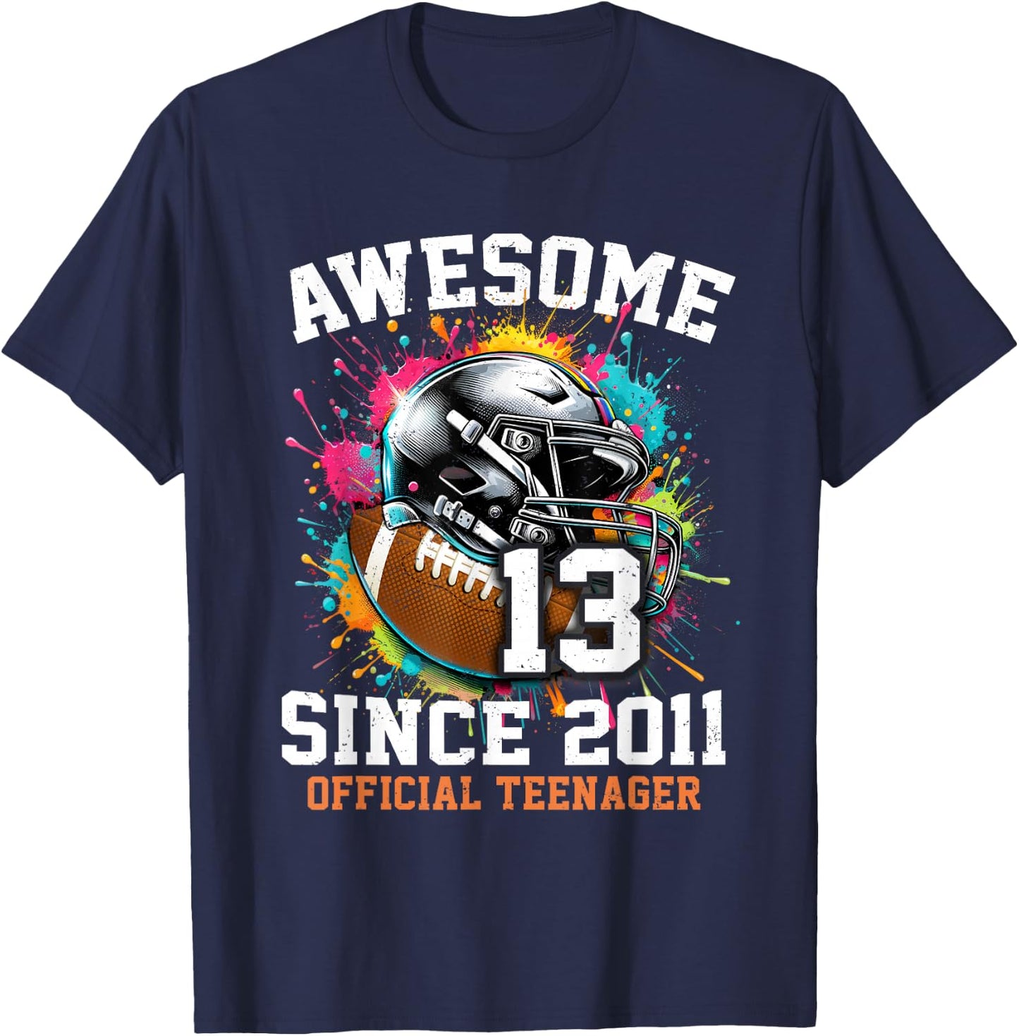 13 Years Old Birthday Football Official Teenager T-Shirt - T-Shirt | Navy