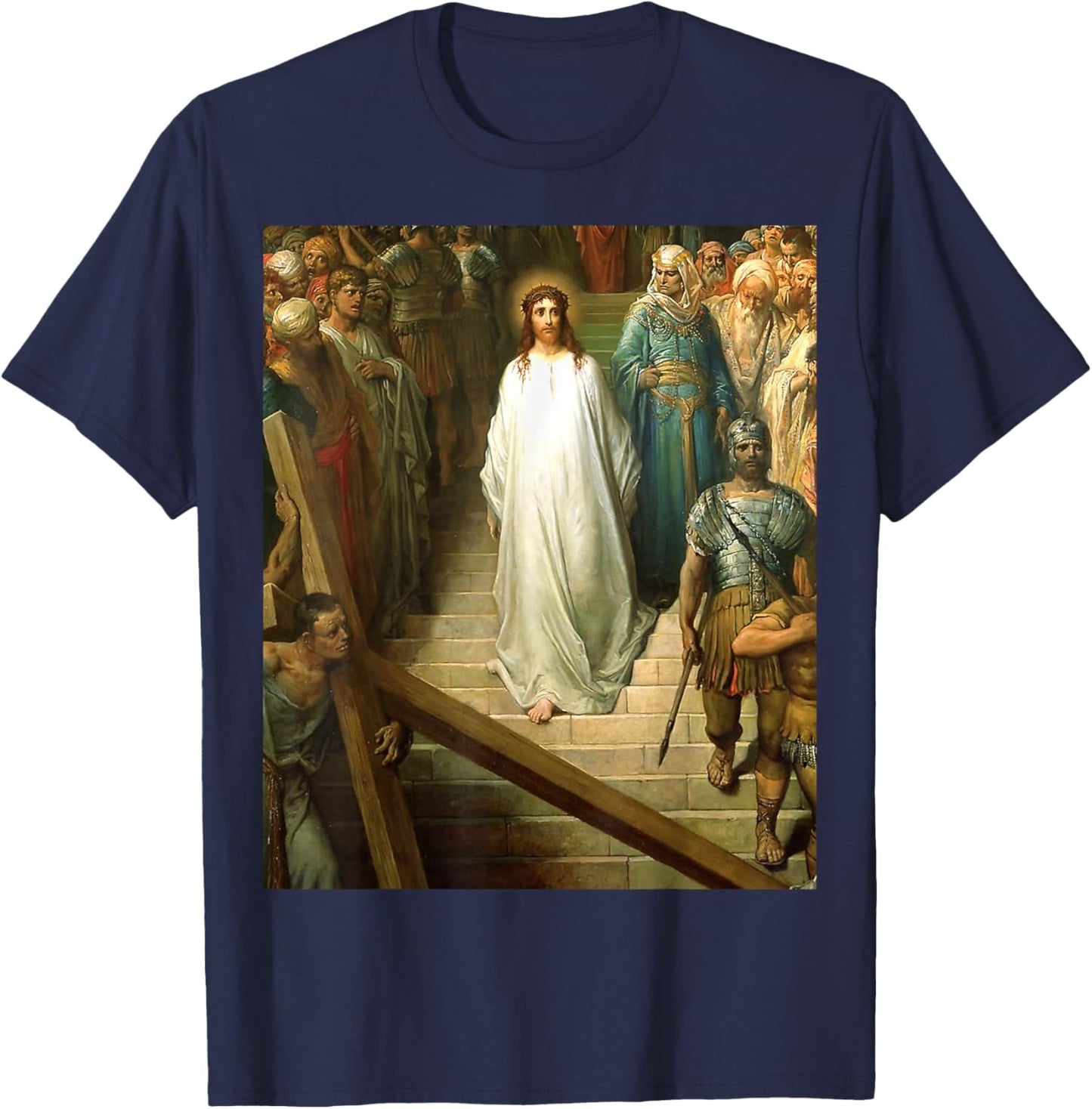 Christ leaving the Praetorium Painting by Gustave Dore T-Shirt - T-Shirt | Navy