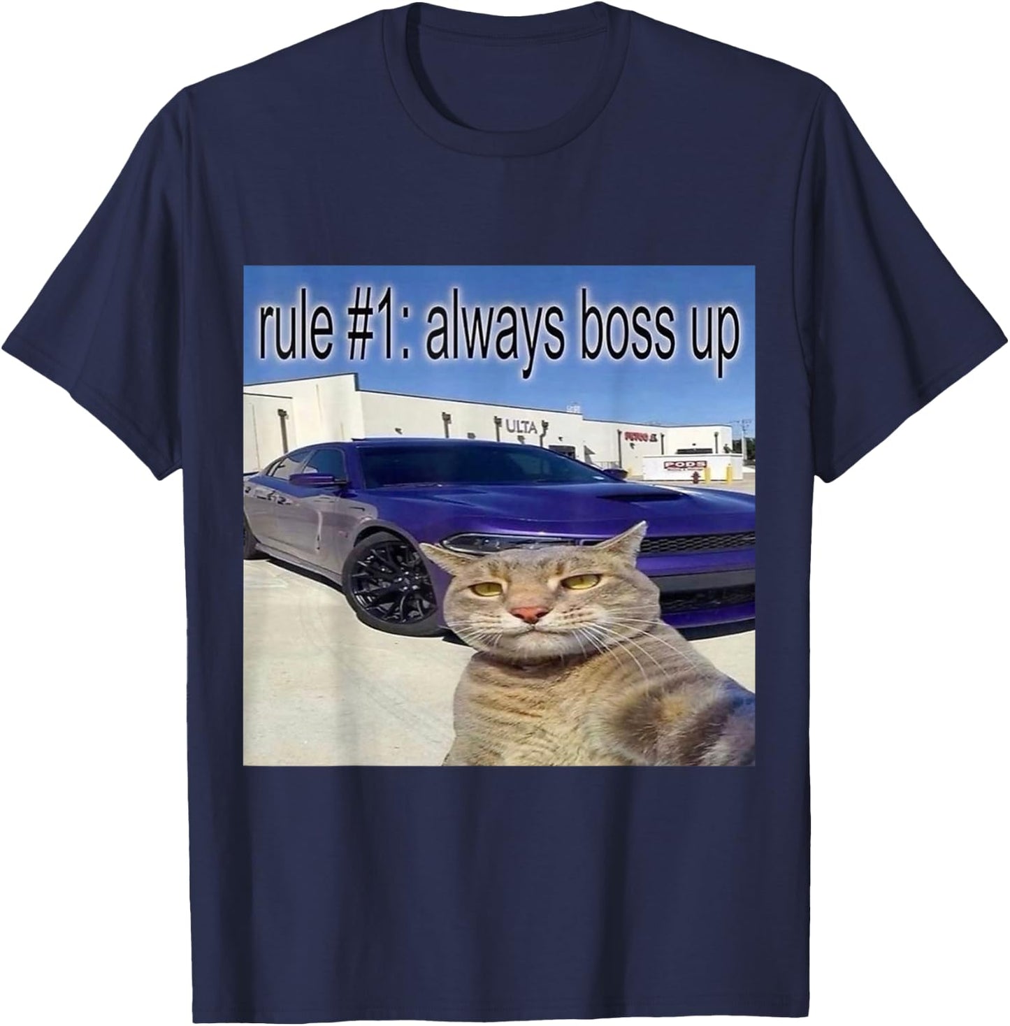 Funny Rule Number 1 Always Boss Up Meme T-Shirt - T-Shirt | Navy