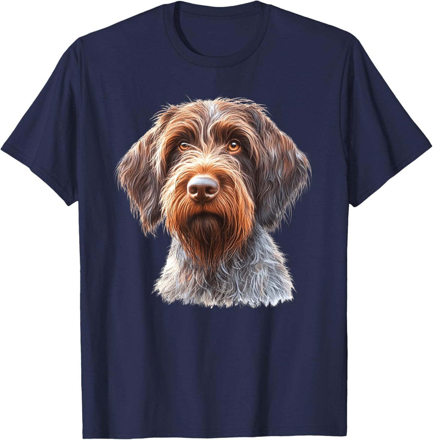 Urban Empyre Wirehaired Pointing Griffon Dog Adults , Black, Small, Short Sleeve, Classic Fit, Modern, Cartoon Dog, Animal Print, Blended Fabric, , 1 Count T-Shirt - T-Shirt | Navy