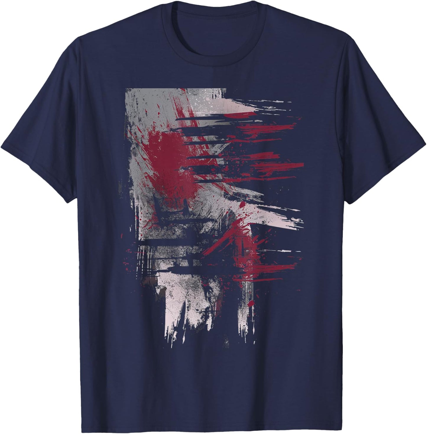 Grunge Black and Red Artistic Design T-Shirt - T-Shirt | Navy