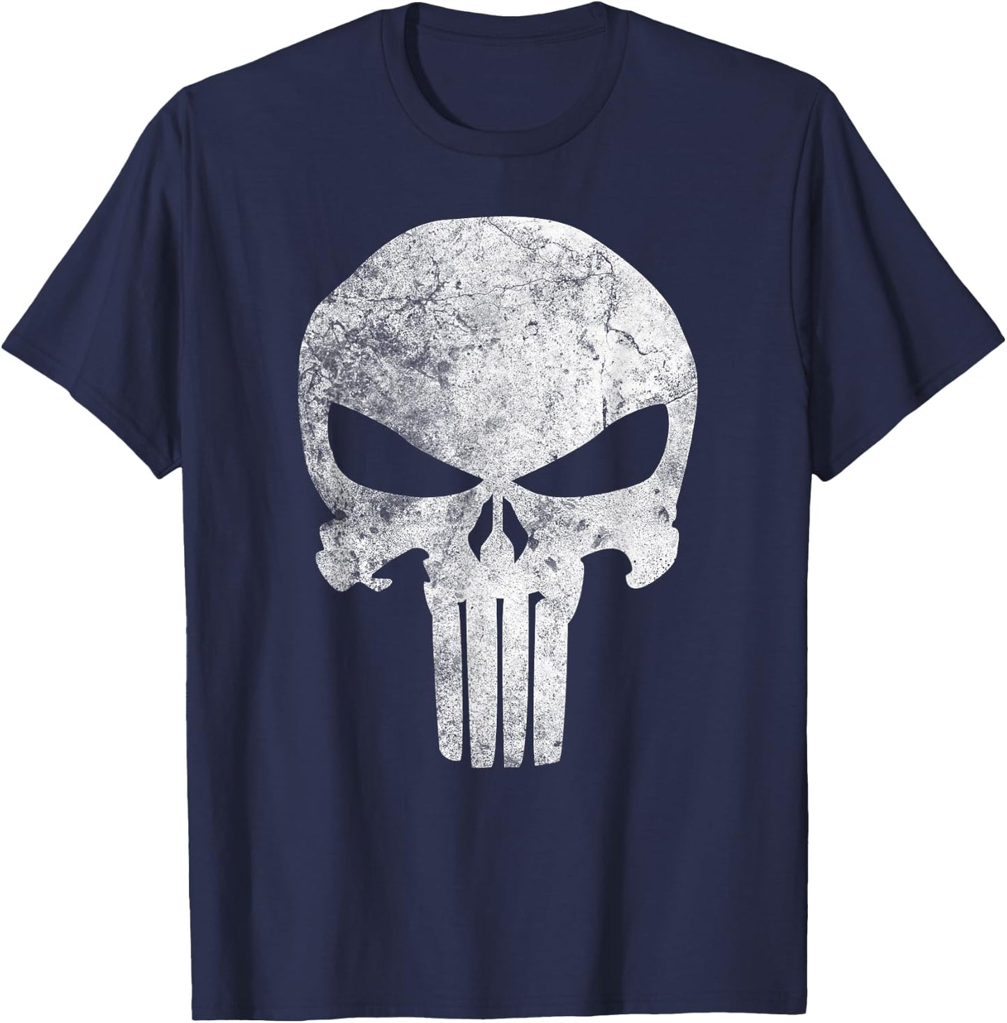 Marvel Comics Punisher Skull Symbol Distressed T-Shirt - T-Shirt | Navy
