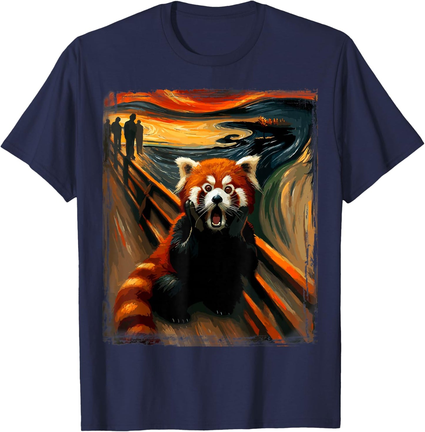 Scream Parody Funny Animal Painting Art Artistic Red Panda T-Shirt - T-Shirt | Navy