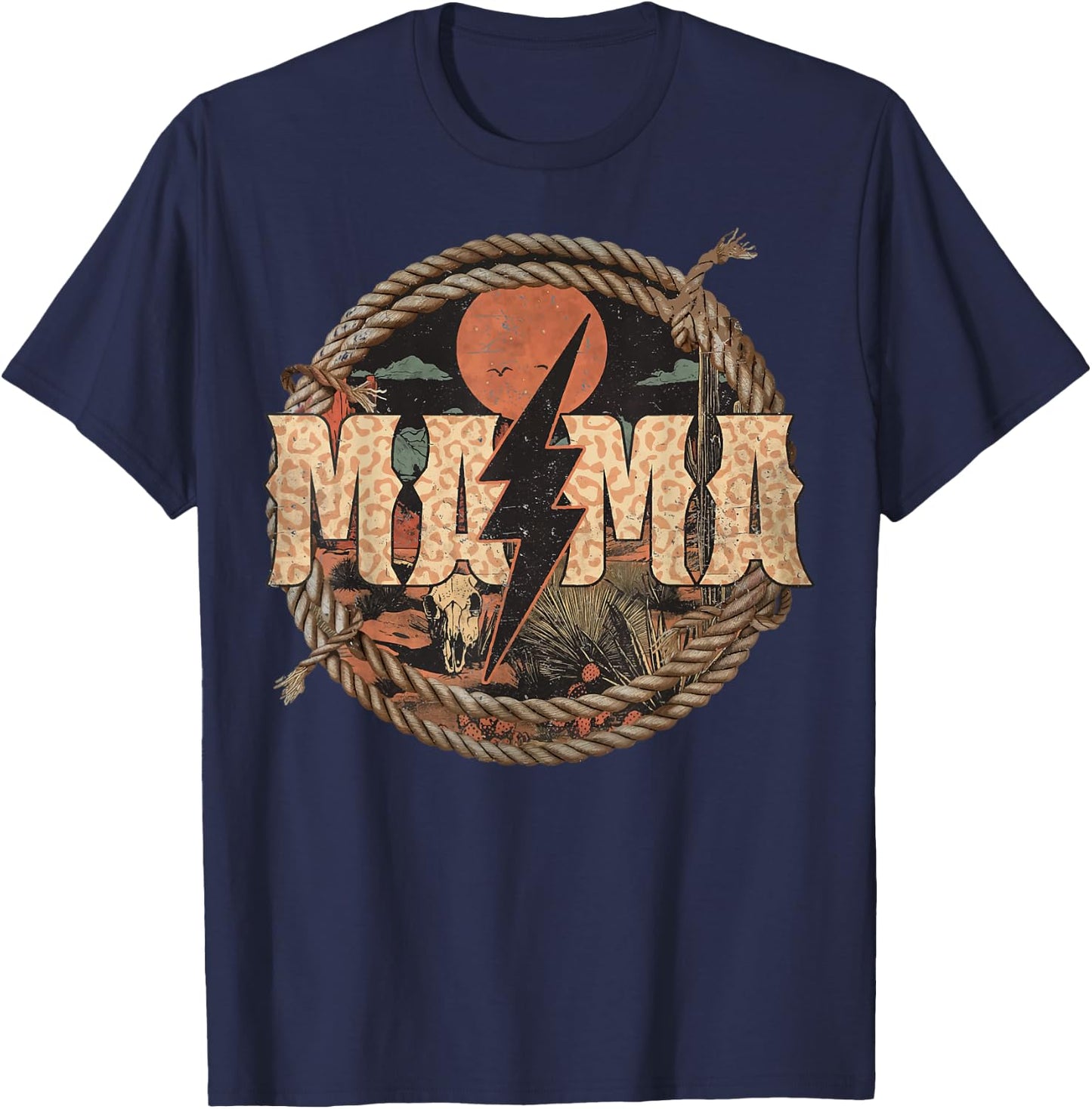 Mama western lightning bolt Mother's Day T-Shirt - T-Shirt | Navy