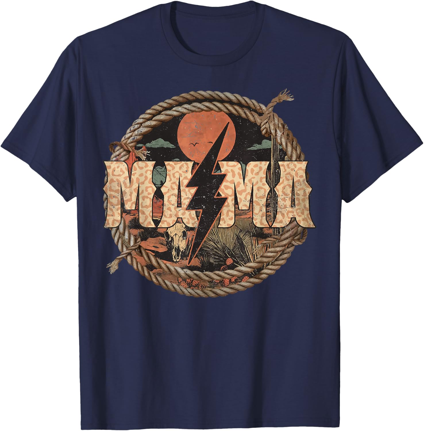 Mama western lightning bolt Mother's Day T-Shirt - T-Shirt | Navy