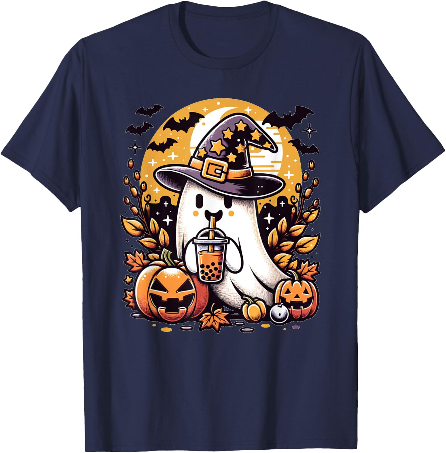Cute Halloween Ghost for Funny Spooky Halloween Party T-Shirt - T-Shirt | Navy