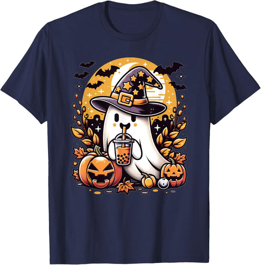 Cute Halloween Ghost for Funny Spooky Halloween Party T-Shirt - T-Shirt | Navy
