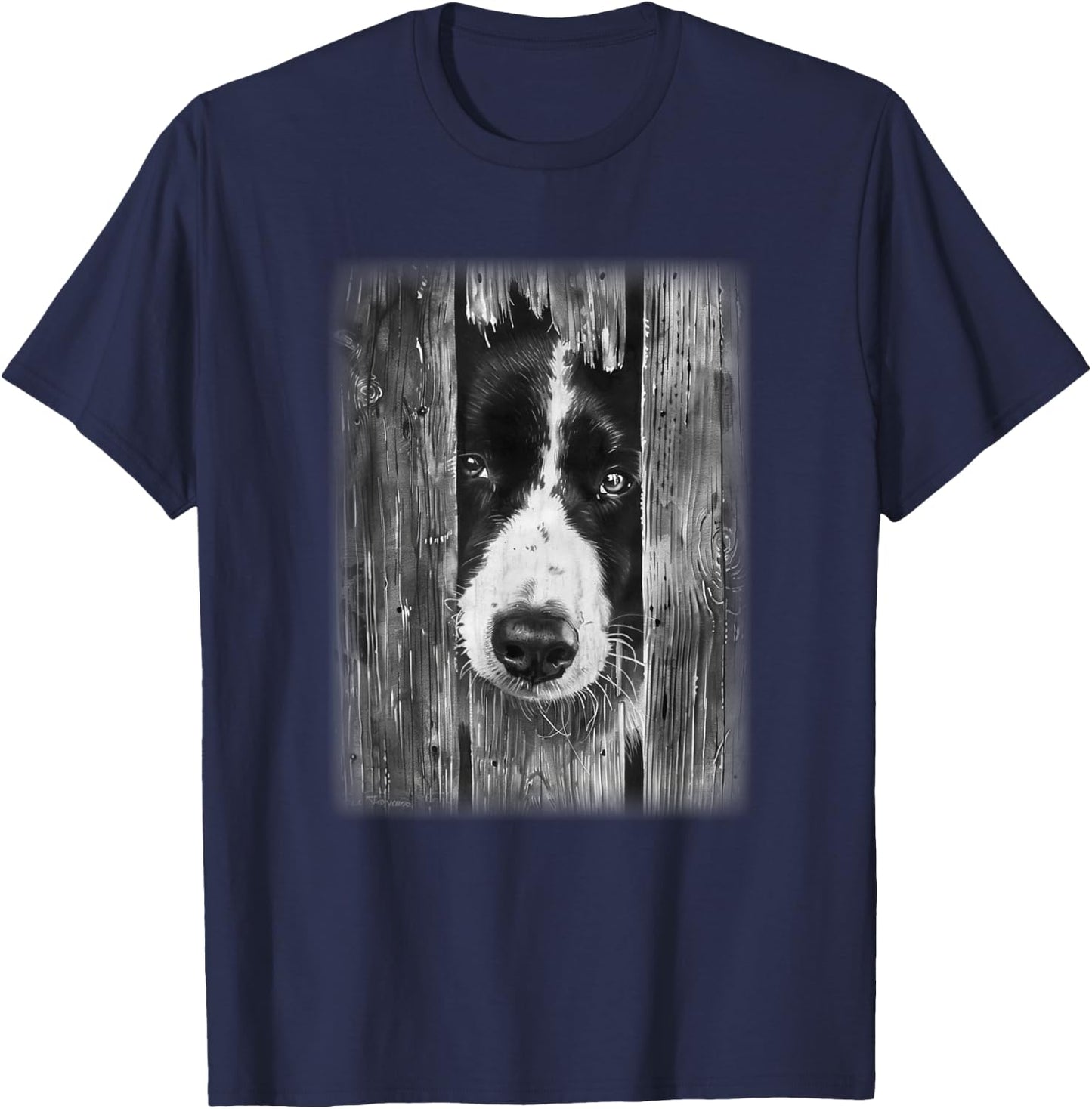Black and White Border Collie t featuring a Border Collie T-Shirt - T-Shirt | Navy