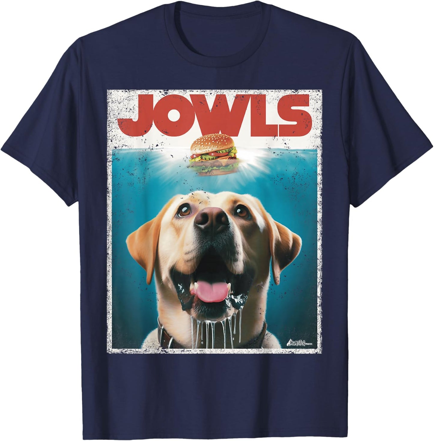 Funny Yellow Lab Jowls Top, Labrador Retriever Dog Mom, Dad T-Shirt - T-Shirt | Navy