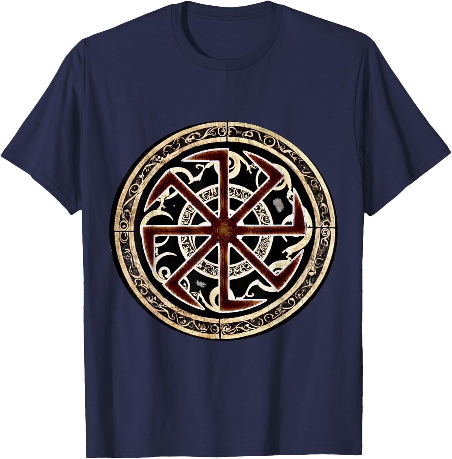 Kolovrat Slavic Protective Rune T-Shirt - T-Shirt | Navy