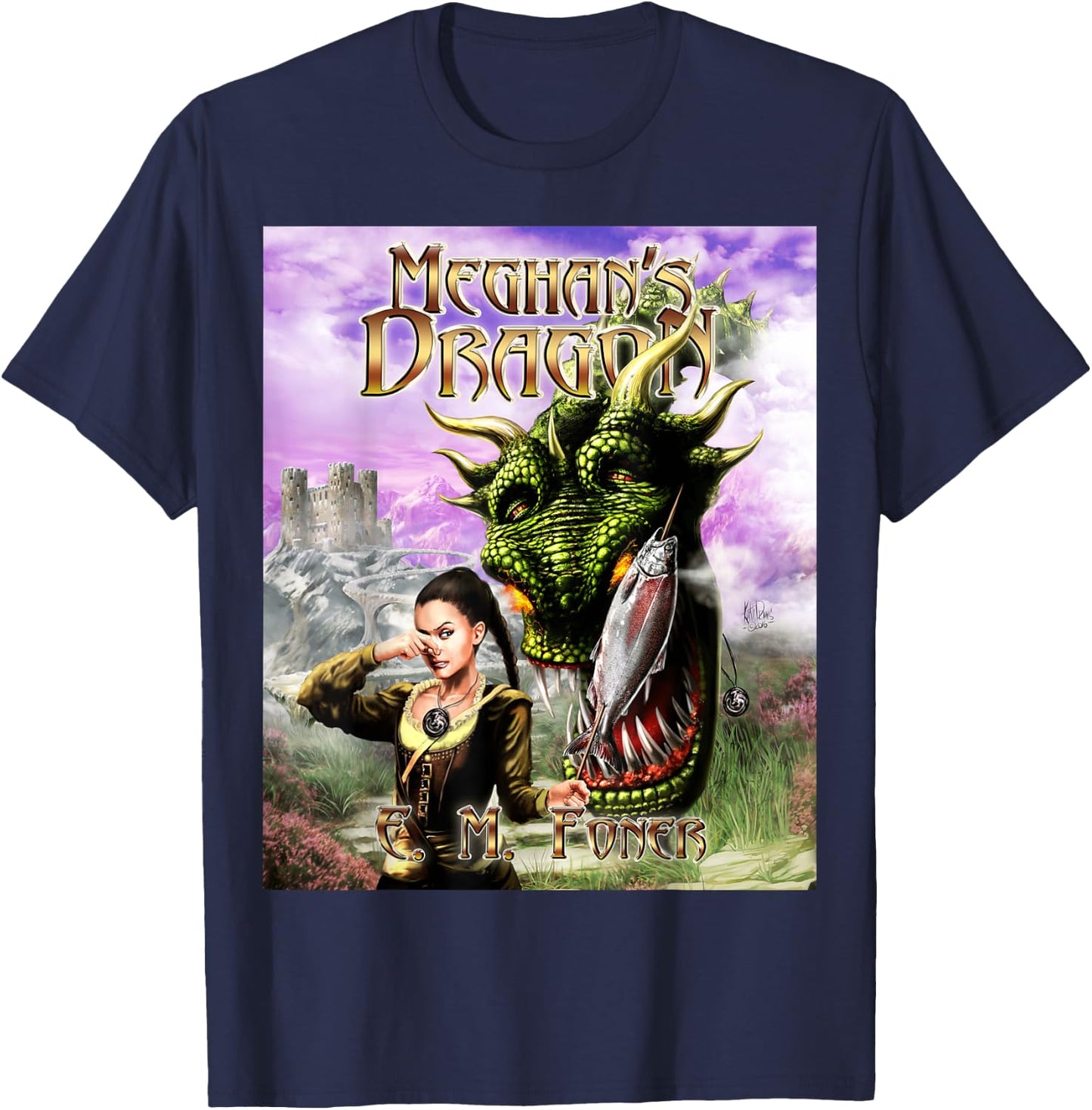 E. M. Foner Meghan's Dragon Cover T-Shirt - T-Shirt | Navy
