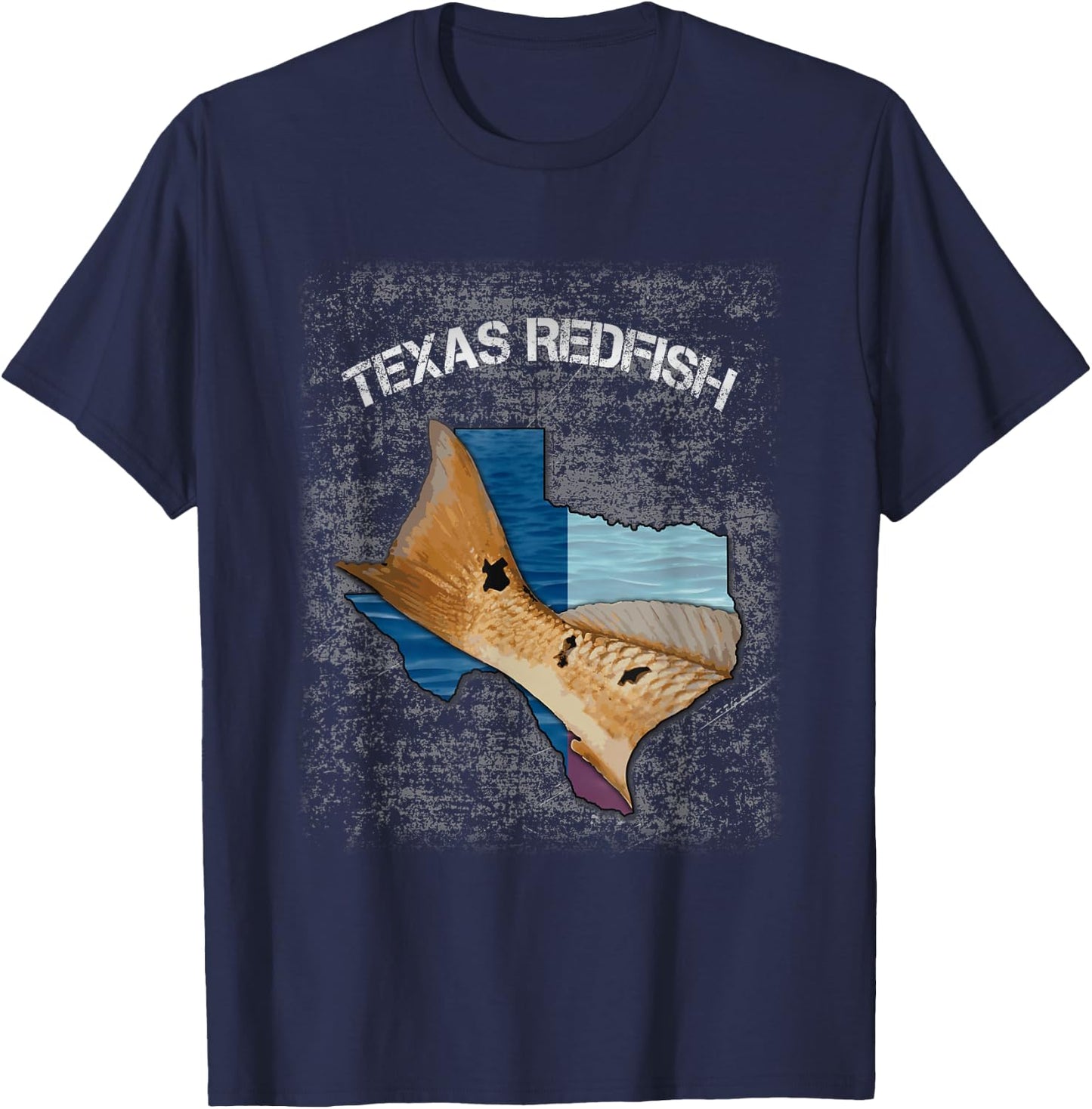 Texas Redfish Texas Flag Fishing Shirt T-Shirt - T-Shirt | Navy
